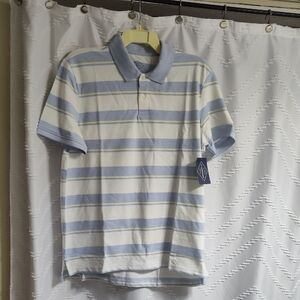 St. John's Bay Blue and White Polo Shirt Classic Stripes